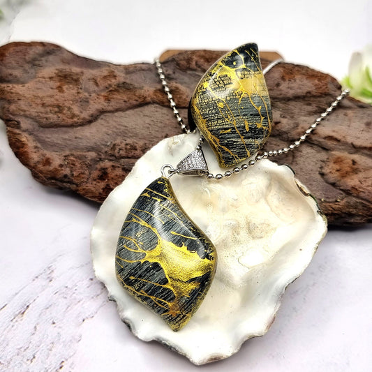Jewelry Set "Golden Threads" out of Polymer Clay