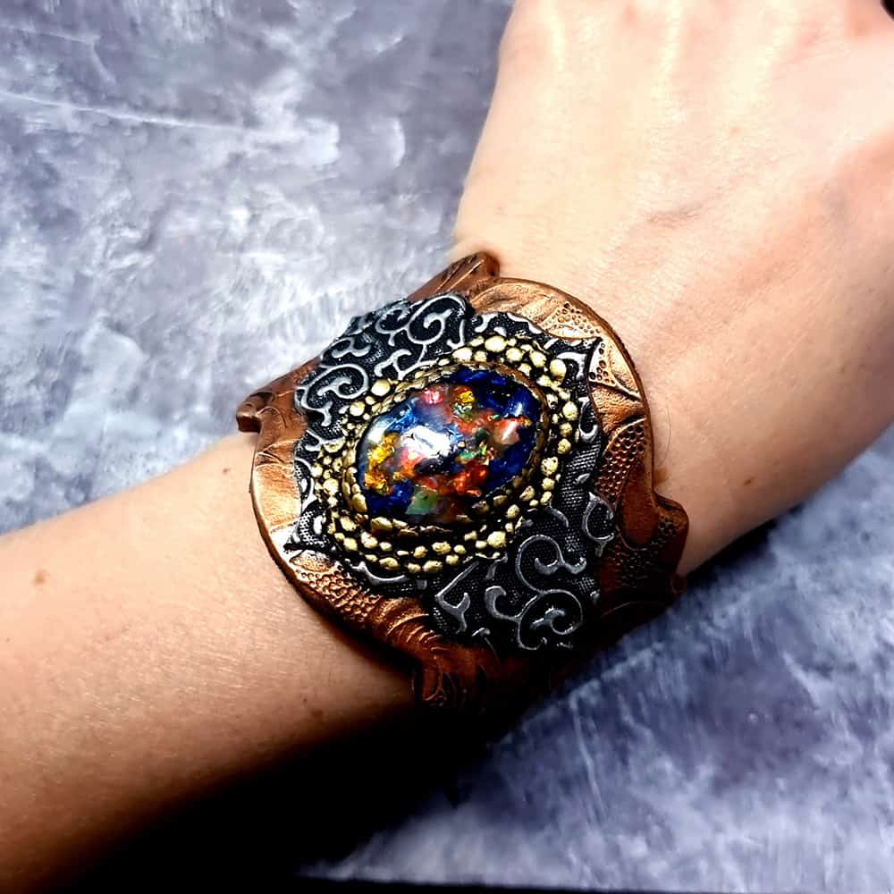 Unique Faux Metal bracelet with Opal Bracelet SweetyBijou Jewelry   