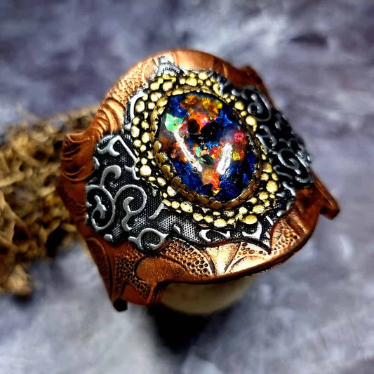 Unique Faux Metal bracelet with Opal Bracelet SweetyBijou Jewelry Default Title  