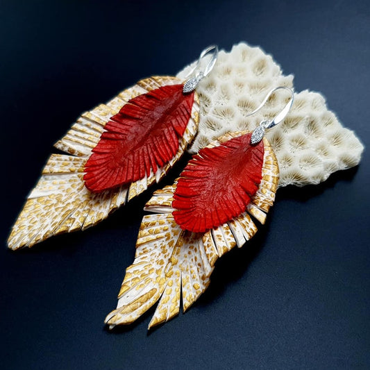 "Feathers" Faux leather earrings Earrings SweetyBijou Jewelry Default Title  