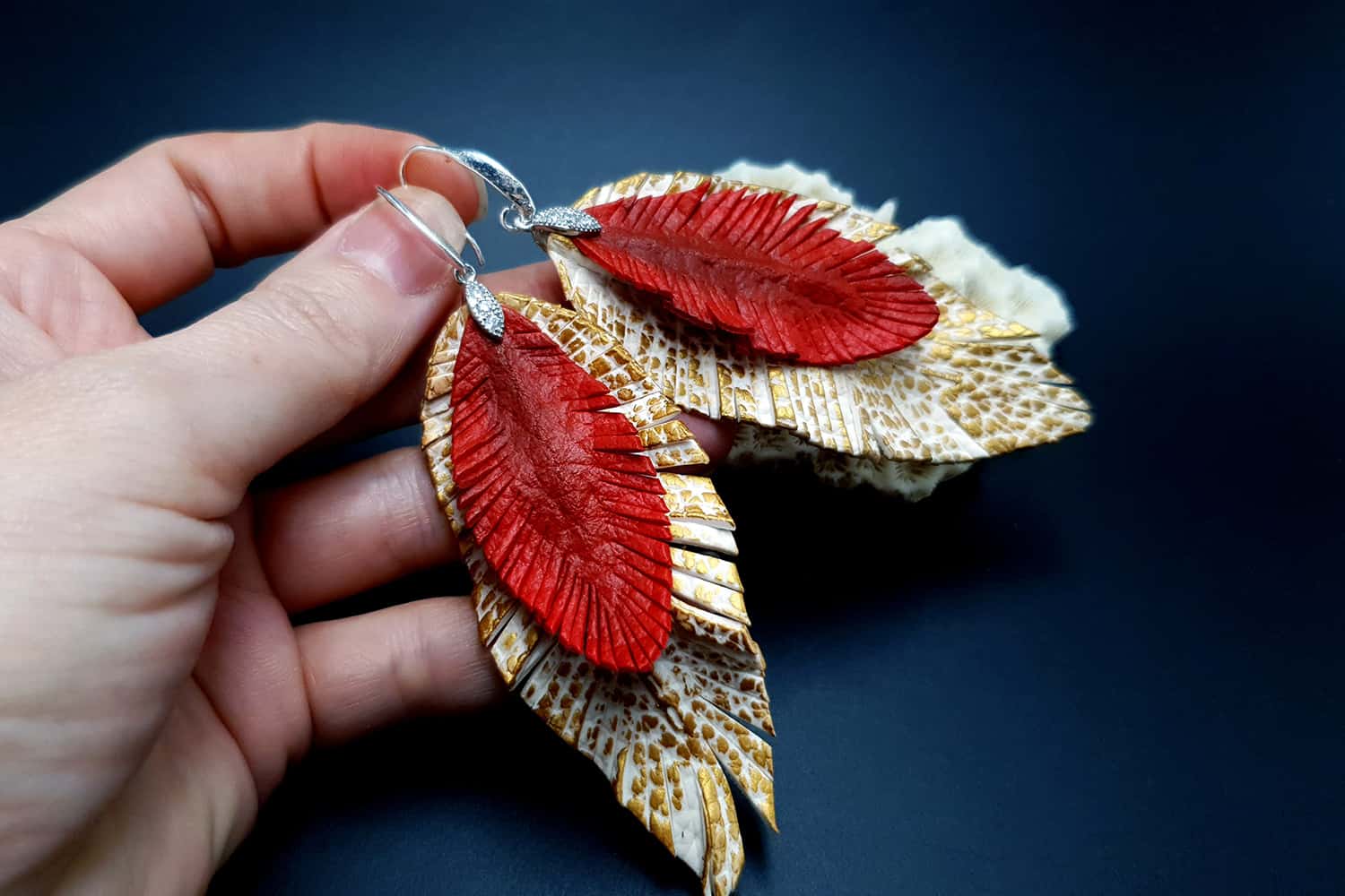 "Feathers" Faux leather earrings Earrings SweetyBijou Jewelry   