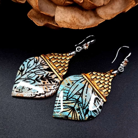 Polymer clay Earrings "Azure Coast of Morocco" Earrings SweetyBijou Jewelry Default Title  