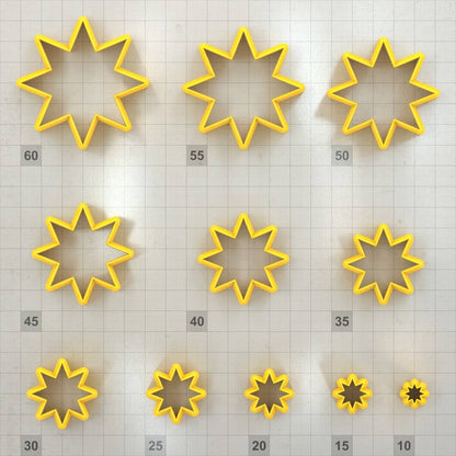 Star 8-Pointed, Tiny - Set of 11 Polymer Clay Cutter Plastic Cutters SweetyBijou   