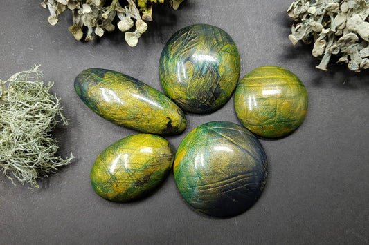 5 cabochons Faux Labradorite Stones, Polymer Clay Cabochons SweetyBijou Default Title  