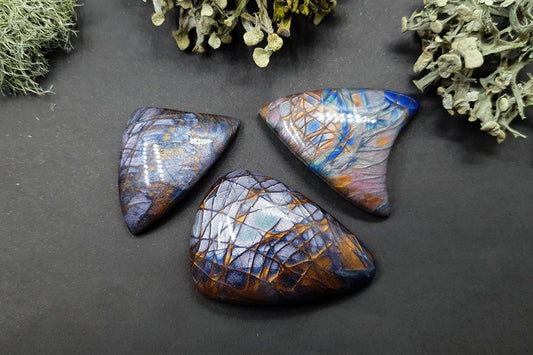 3 cabochons of Faux Labradorite Stone (#2) Cabochons SweetyBijou Default Title  