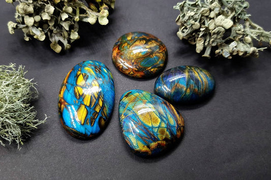 4 cabochons Faux Labradorite Stone, Polymer Clay Cabochons SweetyBijou Default Title  