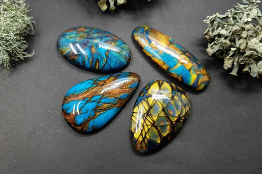 4 cabochons Faux Labradorite Stones, Polymer Clay Cabochons SweetyBijou Default Title  