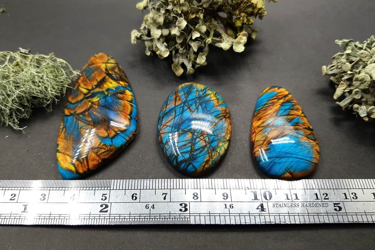 3 cabochons of Faux Labradorite Stone (#6) Cabochons SweetyBijou   