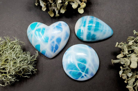 3 cabochons faux larimar stone from polymer clay #5 Cabochons SweetyBijou Default Title  