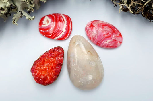 4 pcs Faux Pink Stones from Polymer Clay (Set #1) Cabochons SweetyBijou Default Title  