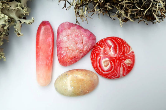 4 pcs Faux Pink Stones from Polymer Clay (Set #2) Cabochons SweetyBijou Default Title  