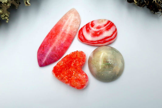 4 pcs Faux Pink Stones from Polymer Clay (Set #3) Cabochons SweetyBijou Default Title  