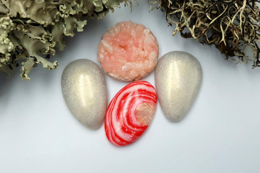 4 pcs Faux Pink Stones from Polymer Clay (Set #5) Cabochons SweetyBijou Default Title  