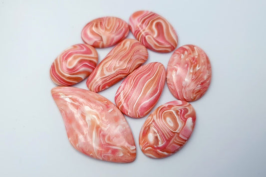 8 pcs Faux Pink Stones from Polymer Clay (Set #11) Cabochons SweetyBijou Default Title  