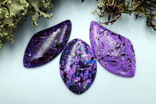 3 pcs Faux Purple Cabochones from Polymer Clay (#1) Cabochons SweetyBijou Default Title  