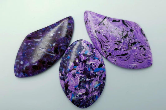 3 pcs Faux Purple Cabochones from Polymer Clay (#1) Cabochons SweetyBijou   