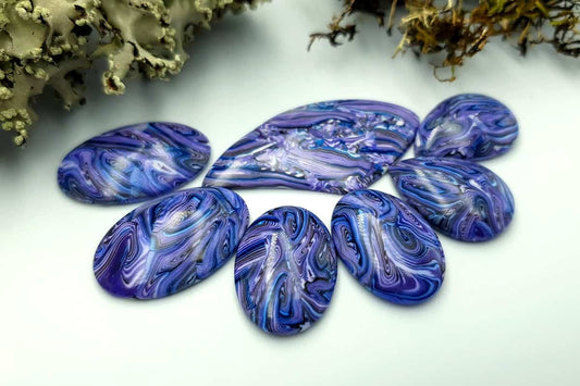 7 pcs Faux Purple Cabochones from Polymer Clay (#2) Cabochons SweetyBijou   