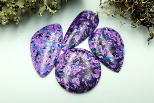4 pcs Faux Purple Cabochones from Polymer Clay (#3) Cabochons SweetyBijou Default Title  