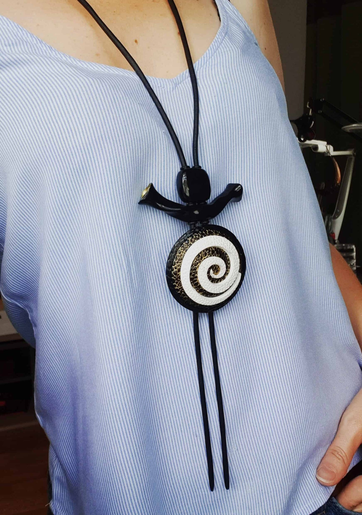 Yin-Yang Swirl Long Pendant - Infiniti of Perfection Pendant SweetyBijou Jewelry   