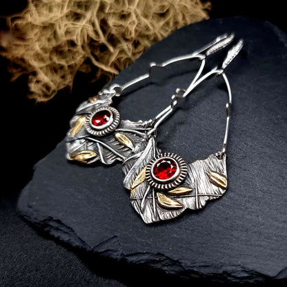 Fine Silver Earrings with Red CZ Earrings SweetyBijou Jewelry   