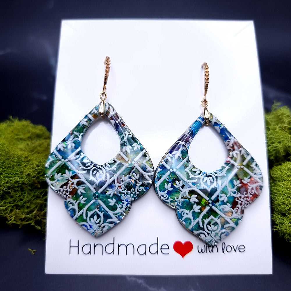 Charm Stained Glass Earrings - Gift of Romance and Artistry Earrings SweetyBijou Jewelry   