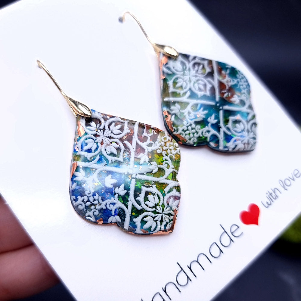 Stained Glass Earrings - Quintessential Love Statement Earrings SweetyBijou Jewelry   