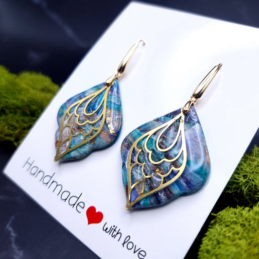 Mystic Feather Blue Stone Earrings - Token of Love for Special Days Earrings SweetyBijou Jewelry   