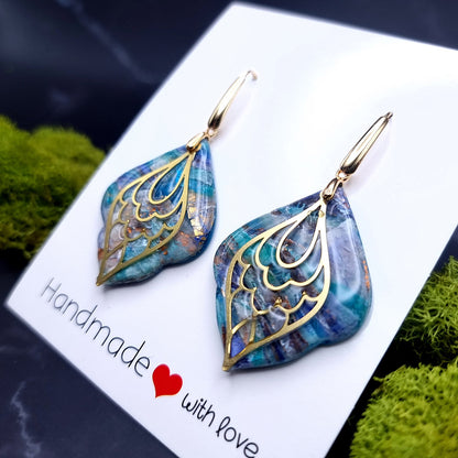 Mystic Feather Blue Stone Earrings - Token of Love for Special Days Earrings SweetyBijou Jewelry   