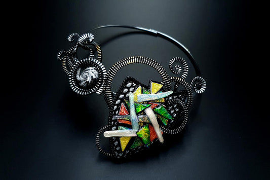 Fused Glass Necklace. Polymer clay Necklace SweetyBijou Jewelry   