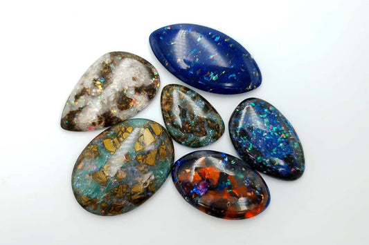 6 pcs Faux Opal in Mix Style from Polymer Clay (#1) Cabochons SweetyBijou Default Title  