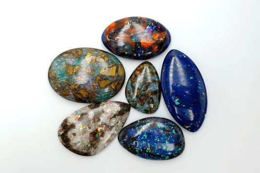 6 pcs Faux Opal in Mix Style from Polymer Clay (#1) Cabochons SweetyBijou   
