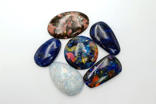 6 pcs Faux Opal in Mix Style from Polymer Clay (#3) Cabochons SweetyBijou Default Title  