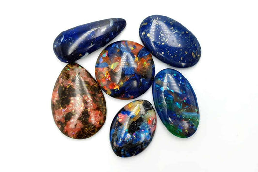 6 pcs Faux Opal in Mix Style from Polymer Clay (#4) Cabochons SweetyBijou Default Title  