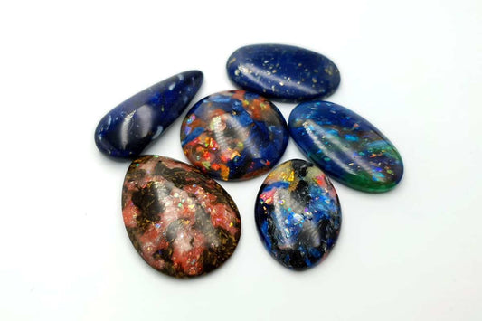 6 pcs Faux Opal in Mix Style from Polymer Clay (#4) Cabochons SweetyBijou   