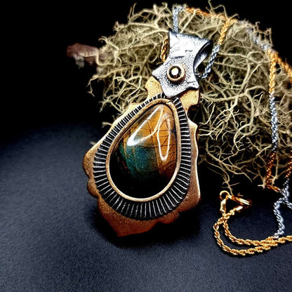 Unique polymer clay pendant "Golden Energy" Pendant SweetyBijou Jewelry   
