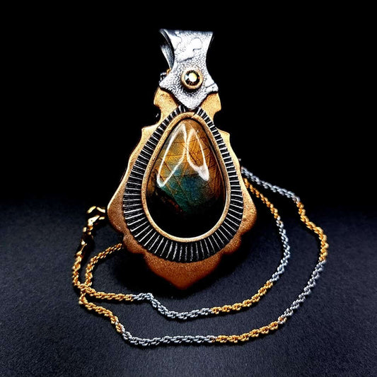 Unique polymer clay pendant "Golden Energy" Pendant SweetyBijou Jewelry Default Title  