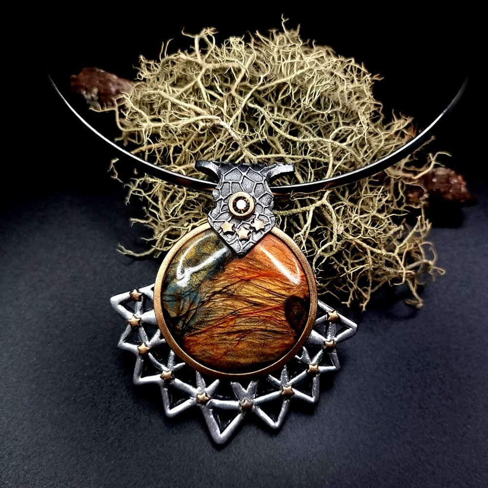 Unique polymer clay pendant "Power of the Sun" Pendant SweetyBijou Jewelry   