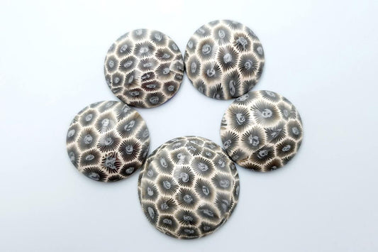 5 cabochons faux petoskey stones from polymer clay Cabochons SweetyBijou   