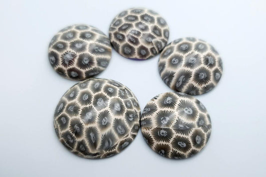 5 cabochons faux petoskey stones from polymer clay Cabochons SweetyBijou Default Title  