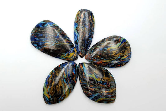 5 pcs Faux Pietersite Stones from Polymer Clay (#1) Cabochons SweetyBijou Default Title  