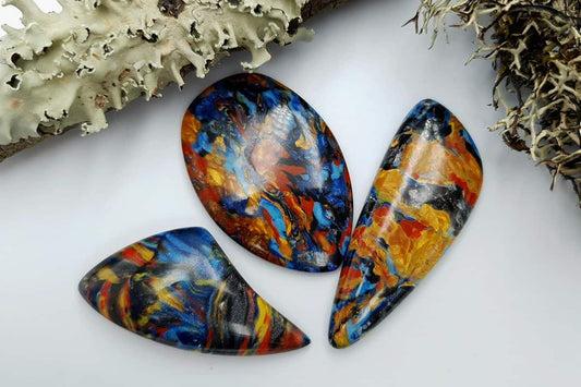 3 pcs Faux Pietersite Stones from Polymer Clay (#5) Cabochons SweetyBijou Default Title  