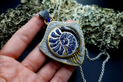 Blue Ammonite Pendant Pendant SweetyBijou Jewelry   