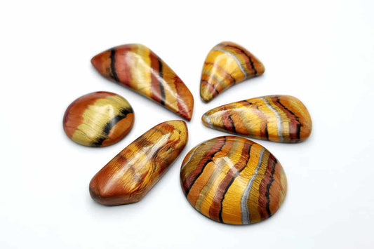 6 pcs Faux Tiger Eye Stones from Polymer Clay Cabochons SweetyBijou Default Title  