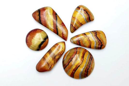 6 pcs Faux Tiger Eye Stones from Polymer Clay Cabochons SweetyBijou   